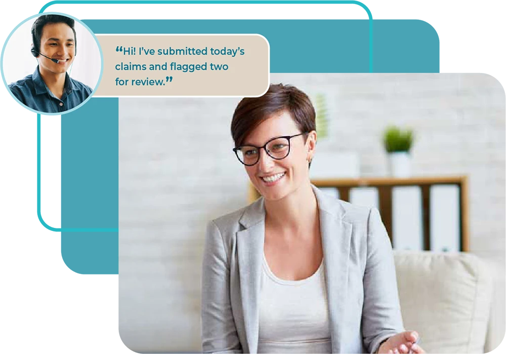 Behavioral health virtual assistant helping a therapist manage patient scheduling and documentation