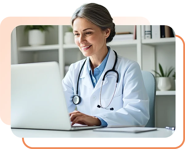 Virtual healthcare assistant and medical staff collaborating remotely to improve efficiency and patient care