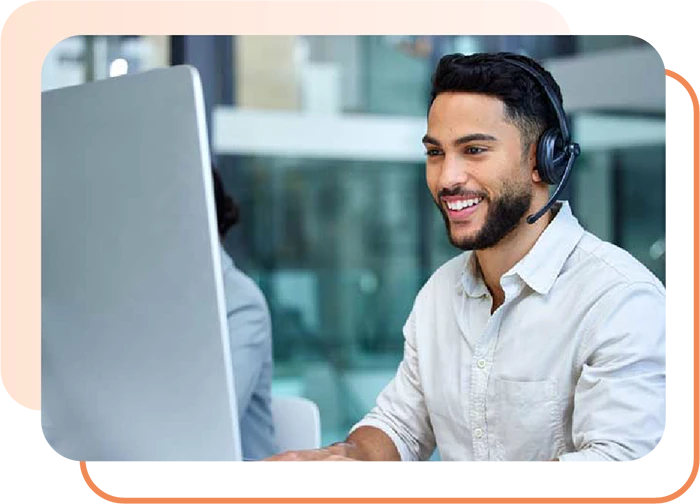 Veterinarian examining a pet while remote assistant coordinates appointments and client communications