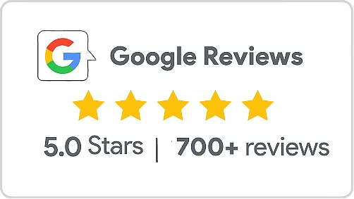 Google Reviews: 5.0 stars, 700+ reviews